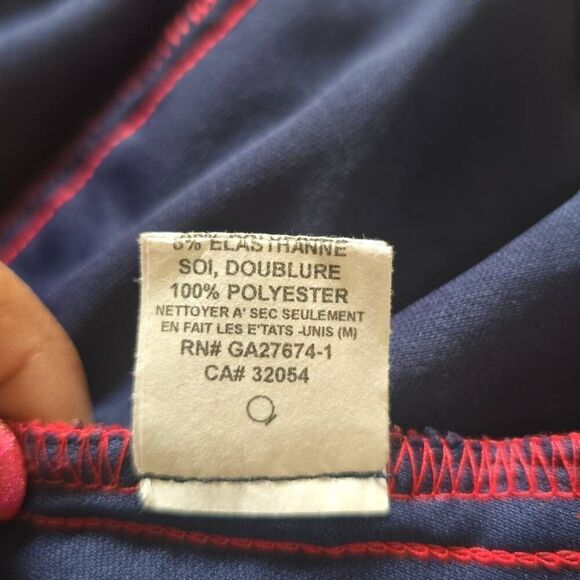 Eva Franco Navy/Red/Pink Floral Embroidered Mesh S/S Blouse, EUC, Sz. S - Picture 9 of 10